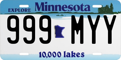 MN license plate 999MYY