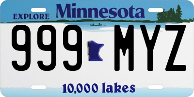 MN license plate 999MYZ