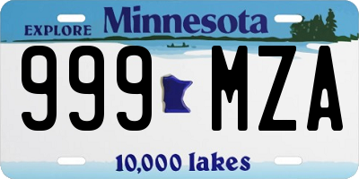 MN license plate 999MZA