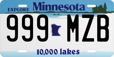 MN license plate 999MZB