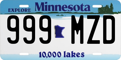 MN license plate 999MZD