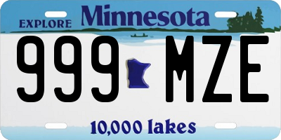 MN license plate 999MZE