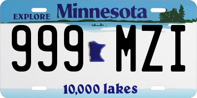 MN license plate 999MZI