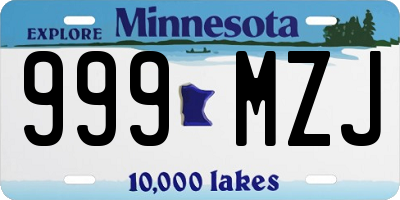 MN license plate 999MZJ