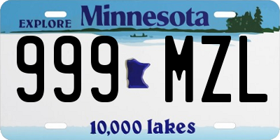 MN license plate 999MZL