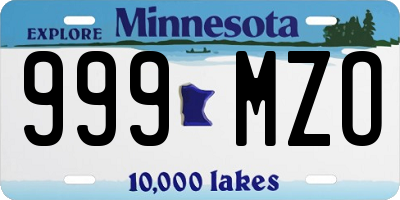 MN license plate 999MZO