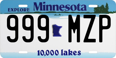 MN license plate 999MZP