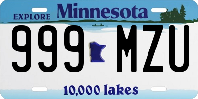 MN license plate 999MZU