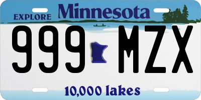 MN license plate 999MZX