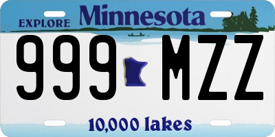 MN license plate 999MZZ