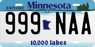 MN license plate 999NAA