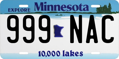 MN license plate 999NAC