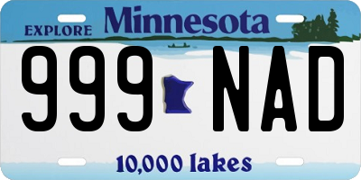 MN license plate 999NAD