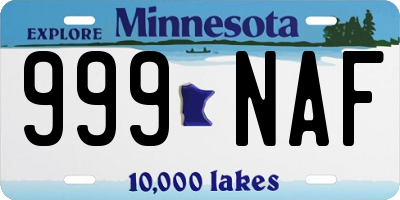 MN license plate 999NAF