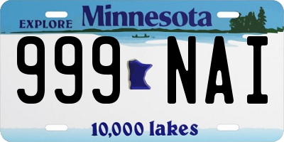 MN license plate 999NAI