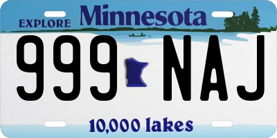 MN license plate 999NAJ