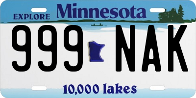 MN license plate 999NAK