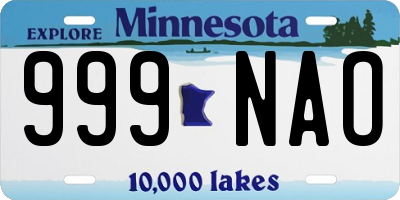 MN license plate 999NAO