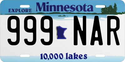 MN license plate 999NAR