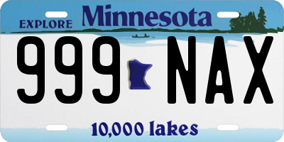 MN license plate 999NAX
