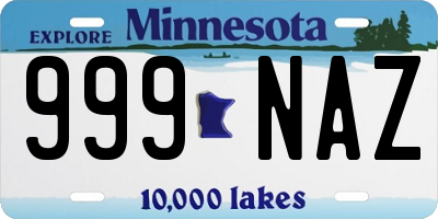 MN license plate 999NAZ