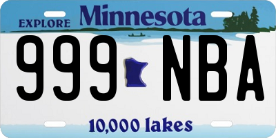 MN license plate 999NBA