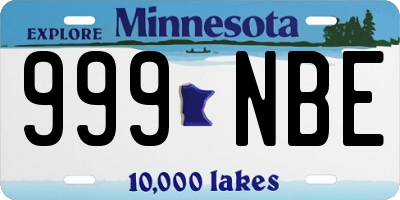 MN license plate 999NBE