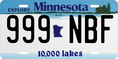 MN license plate 999NBF