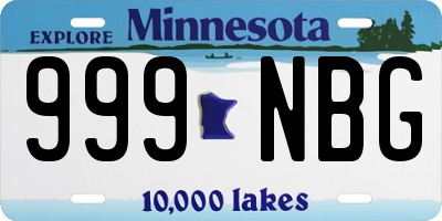 MN license plate 999NBG