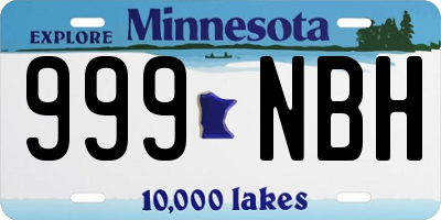 MN license plate 999NBH