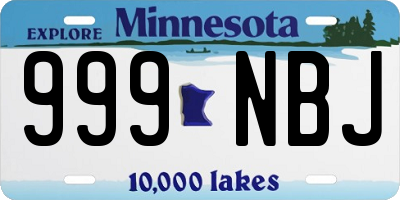 MN license plate 999NBJ