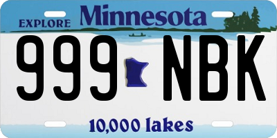 MN license plate 999NBK