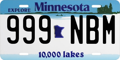 MN license plate 999NBM