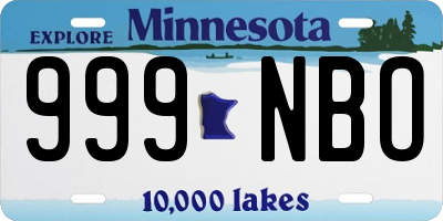 MN license plate 999NBO