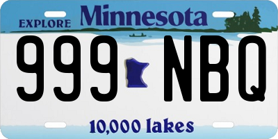 MN license plate 999NBQ