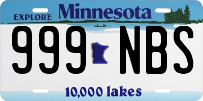 MN license plate 999NBS