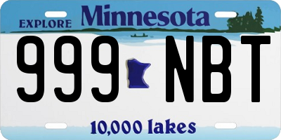 MN license plate 999NBT
