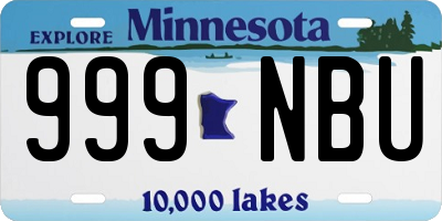 MN license plate 999NBU