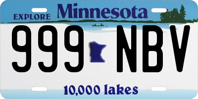 MN license plate 999NBV