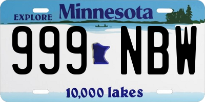 MN license plate 999NBW
