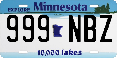 MN license plate 999NBZ