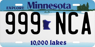 MN license plate 999NCA