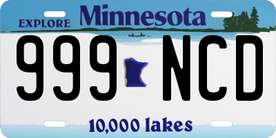MN license plate 999NCD