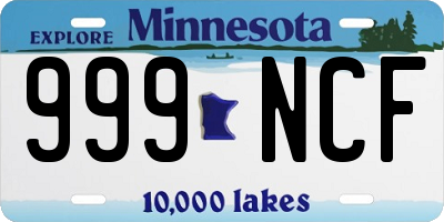MN license plate 999NCF