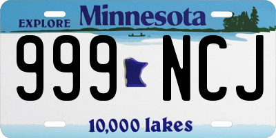 MN license plate 999NCJ