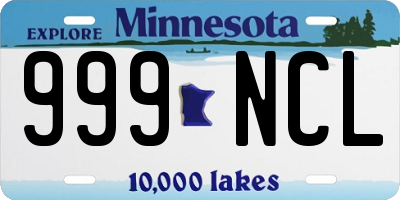 MN license plate 999NCL