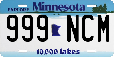MN license plate 999NCM