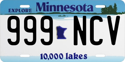 MN license plate 999NCV
