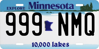 MN license plate 999NMQ