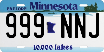 MN license plate 999NNJ